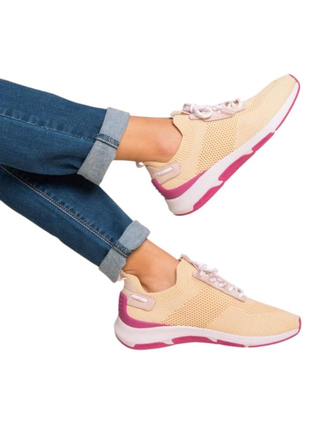 Women's running shoes Pale Yellow and Fuchsia JELLINA