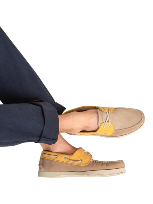 Chaussures bateau homme beige et mimosa PHENIS