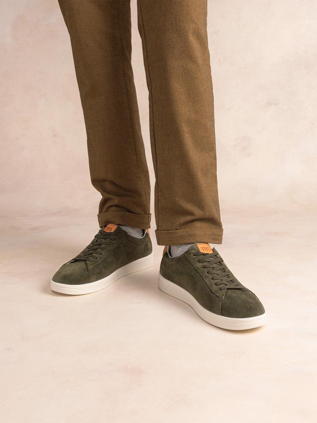 Baskets Homme Fabriquées En France Cuir Vert FLAUBER