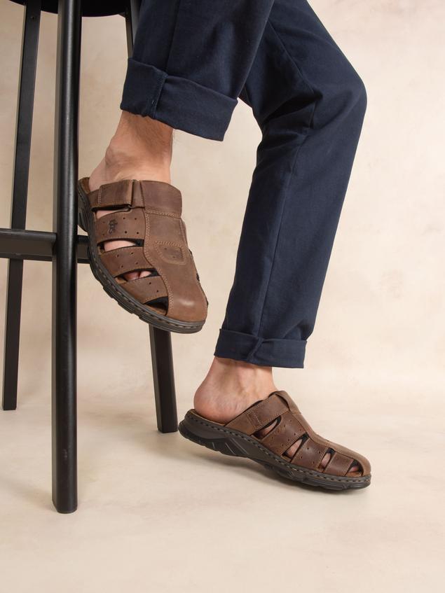 Mules Homme Confort Ortholite Cuir Marron