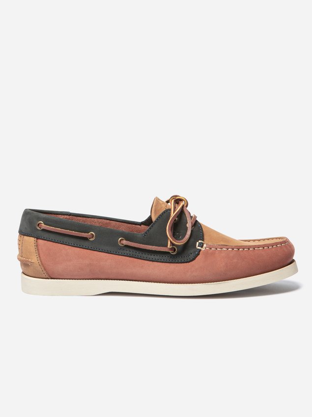 Chaussures Bateau Homme Cuir Nubuck Marron et Marine