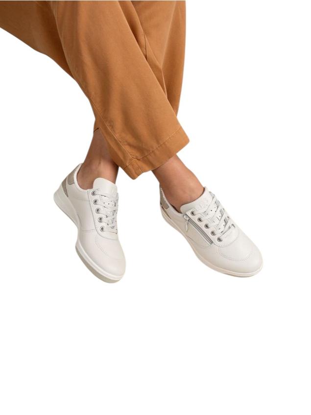 Tennis en cuir femme blanc et argent BRAZIP