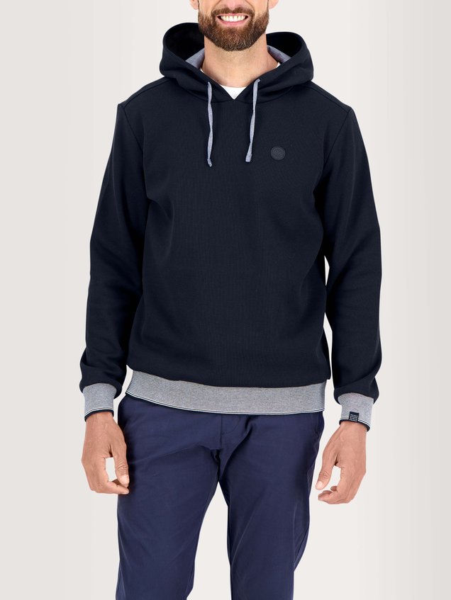 Sweat A Capuche Homme Coton Piqué Marine