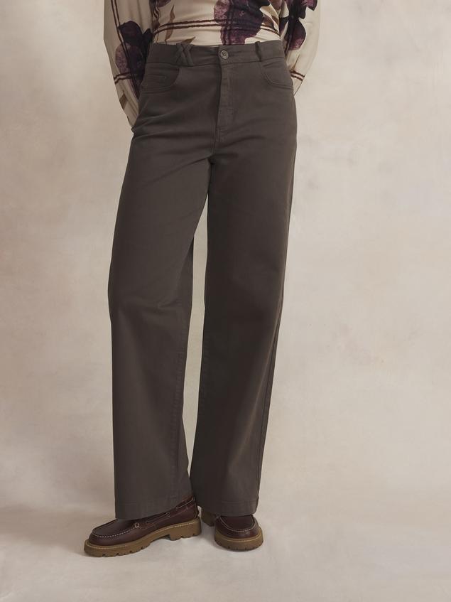 Pantalon Femme Gabardine Brun SINTAPAN