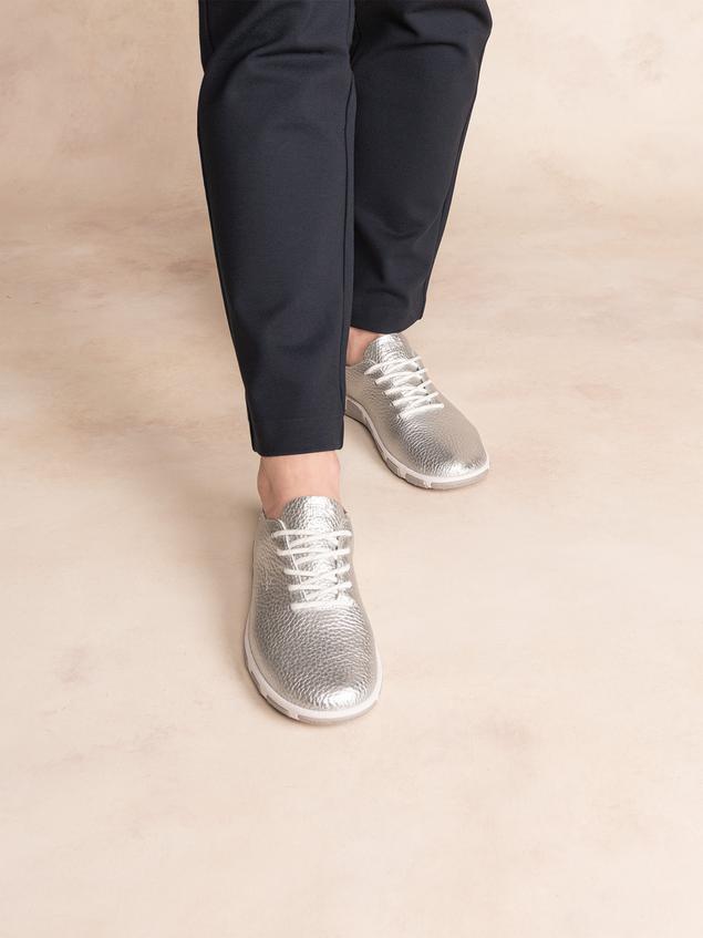 Tennis Femme Confort Cuir Gris JAZARU