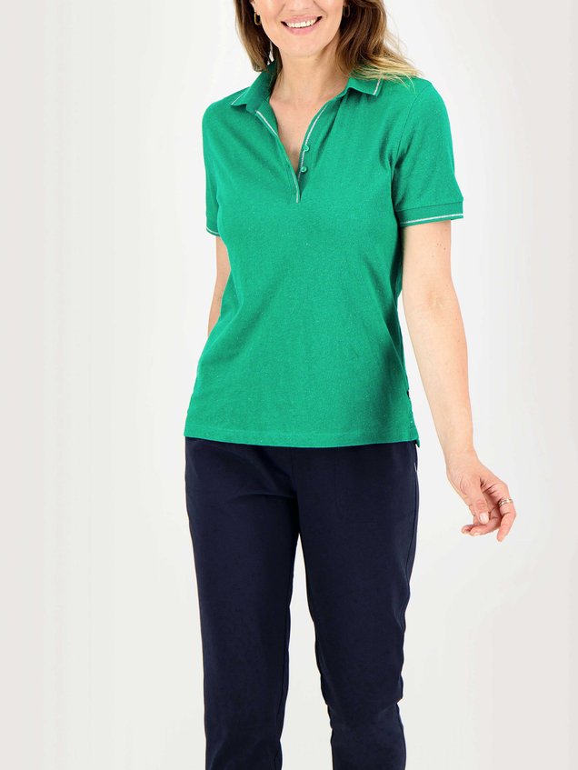 Polo Femme Détail Lurex Coton Vert