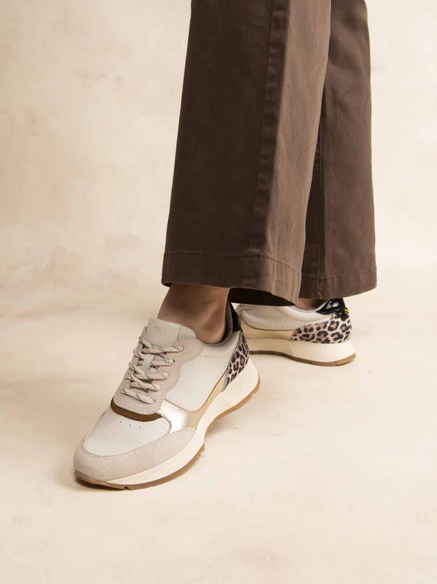 Tennis Femme Textile Ecru et Leopard EULALIE