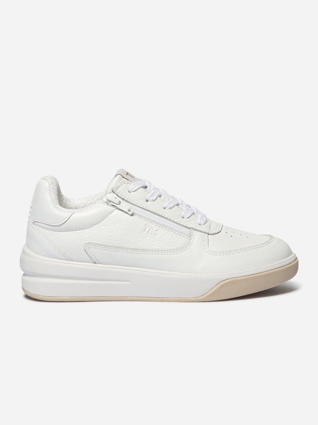 Baskets Femme Zippées Cuir Blanc