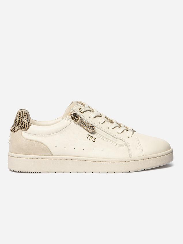 Tennis en toile femme off-white et python VINISIA