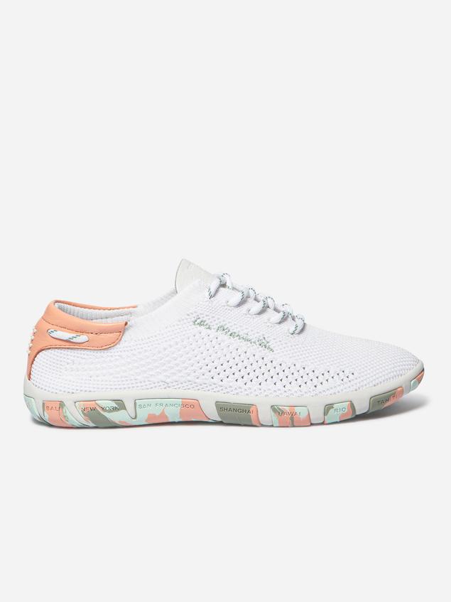 Tennis Femme Textile Recyclé Blanc et Goyave