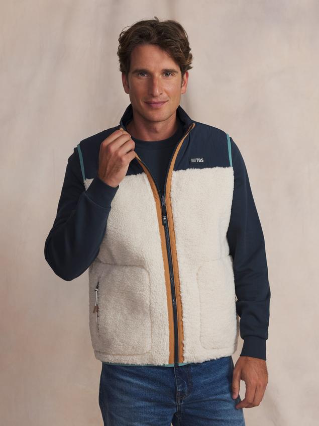 Veste Sherpa sans manches homme ecru KUSEYSAN