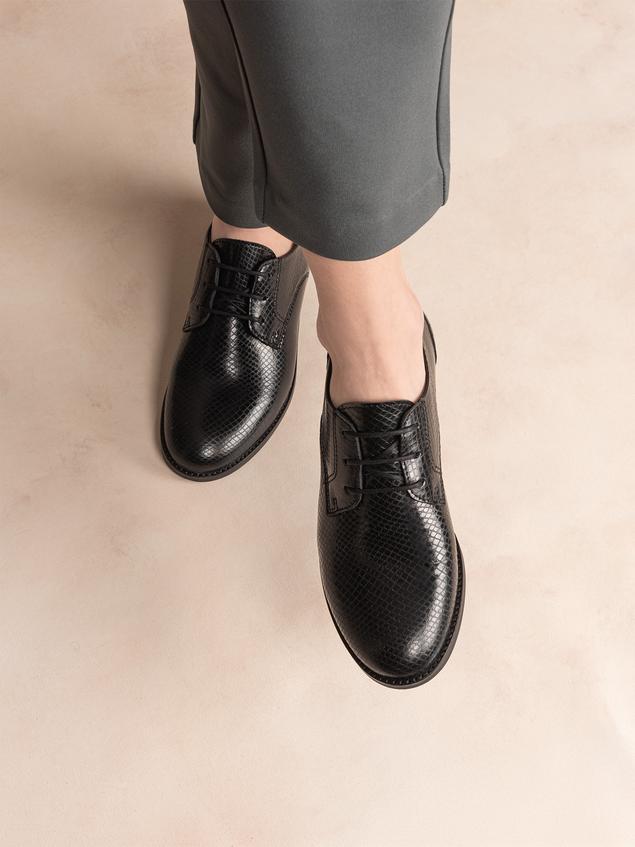 Derbies Femme Confort Tout Cuir Noir FOSTINA