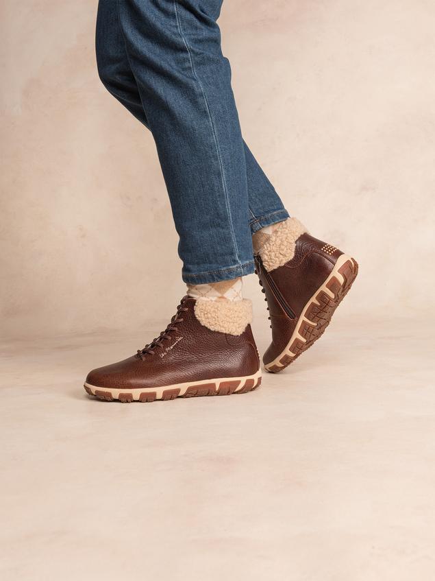 Boots Femme Doublée Feutrine Cuir Marron JANISSA