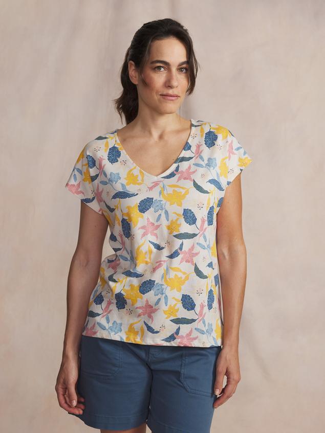 Tee-shirt en maille femme ecru MYTSYSAN