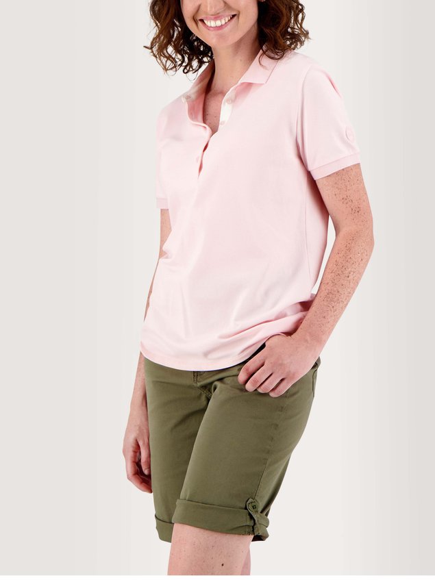 Polo Femme Manches Courtes Coton Stretch Rose