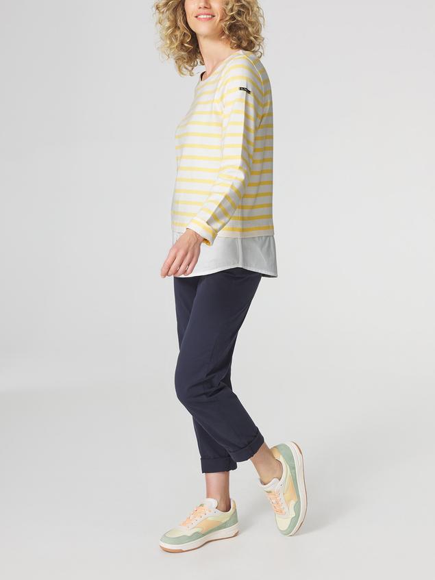 Sweat Femme Jersey Rayures Jaunes et Blanches ALIYARON