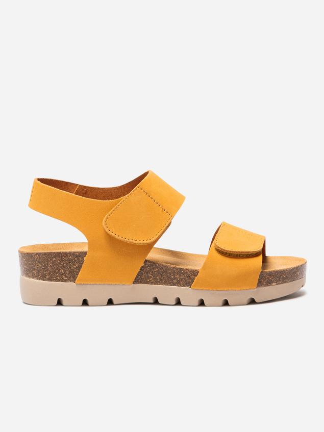 Sandales Compensées Femme Cuir Nubuck Jaune ARLETTA