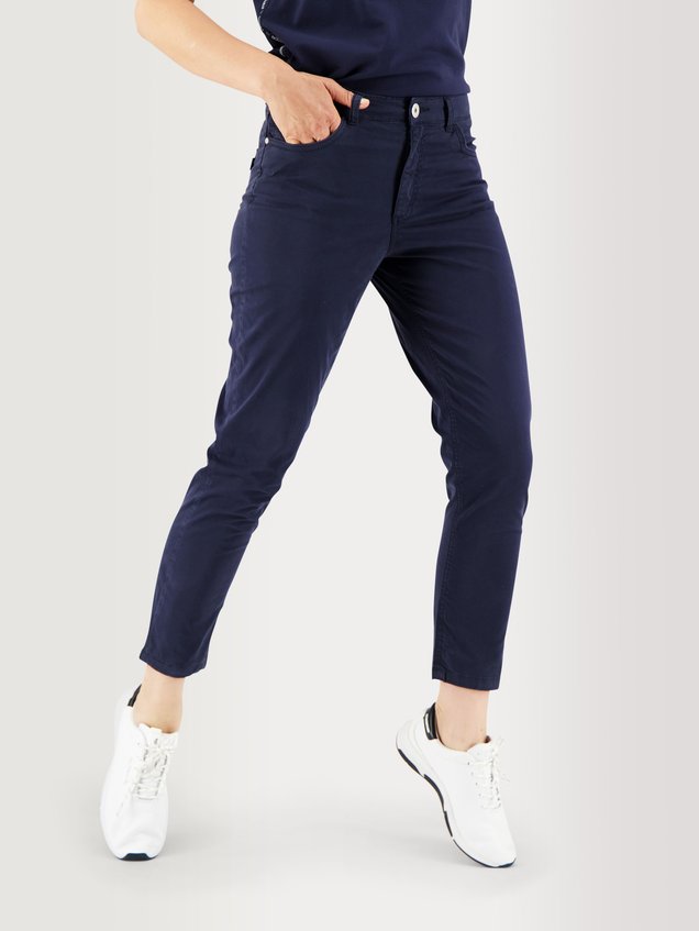 Pantalon Femme 7/8 Coton Stretch Marine