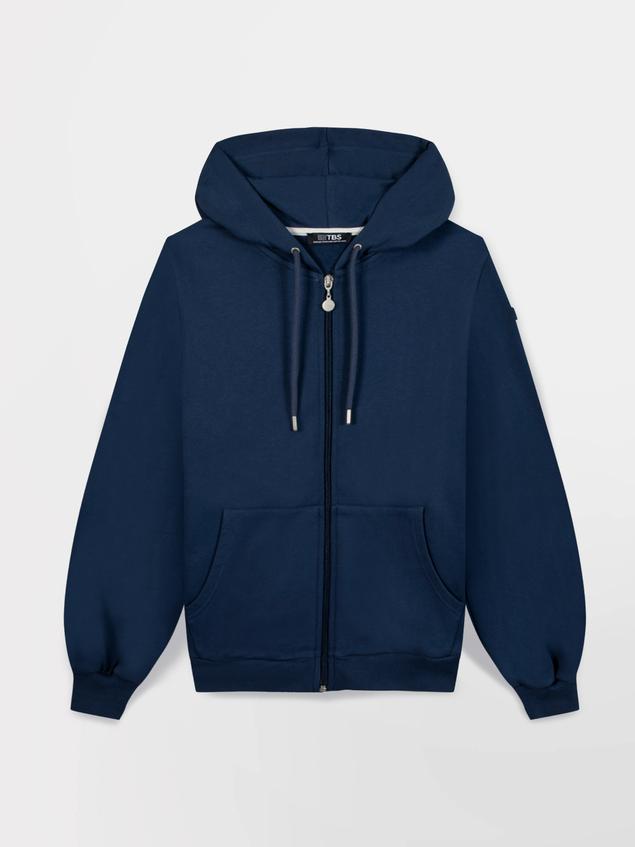 Sweat à capuche zip bleu marine Debrazip
