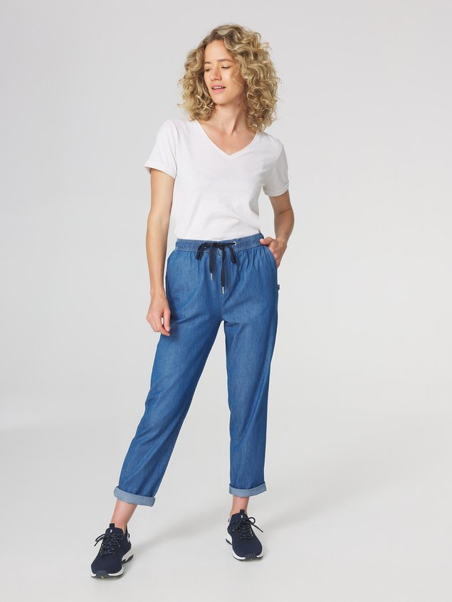 Pantalon Femme Ceinture Elastiquée Bleu MANDYJOG