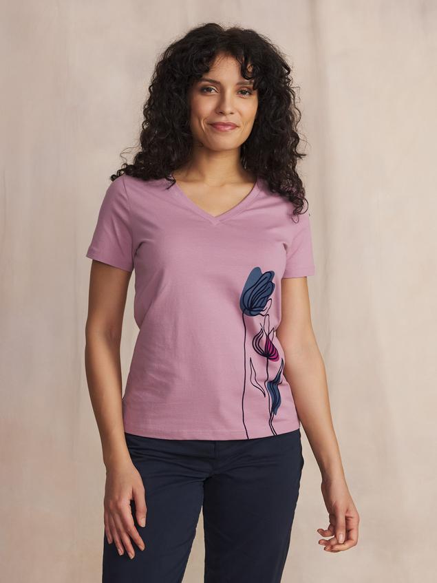 Tee Shirt Pivoine Manches Courtes Rouge MELBATEE