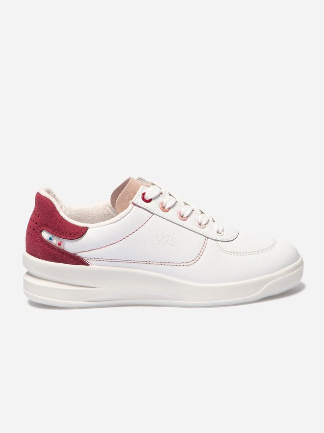 Baskets Femme Fabriquées en France Cuir Blanc Bordeaux