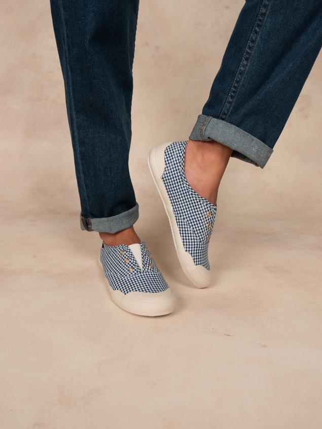 Women's canvas sneakers Gingham Navy OPALINE