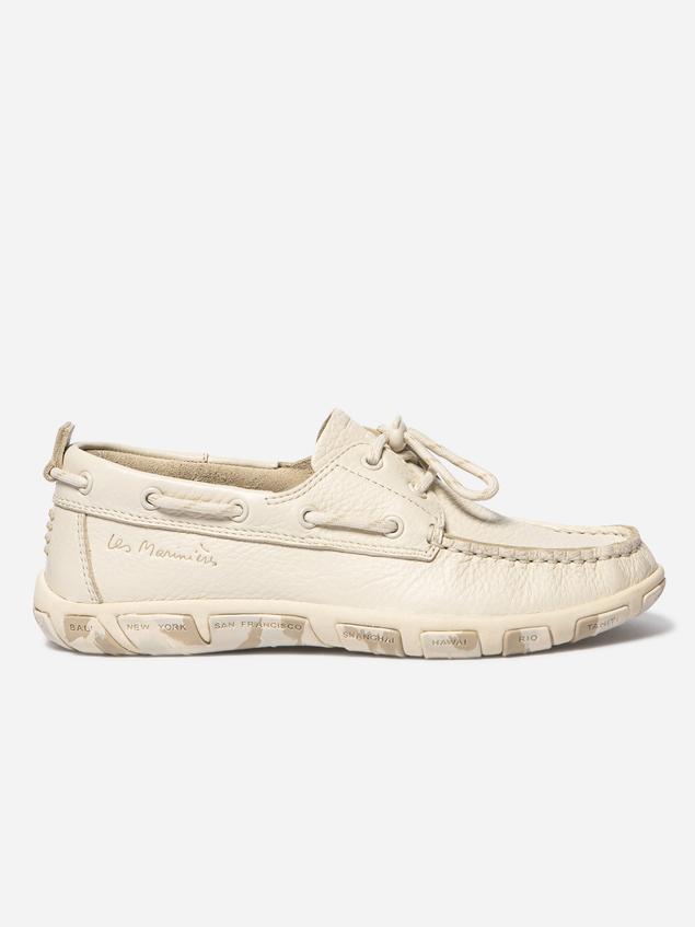 Chaussures bateau femme ecru camo JANAELE
