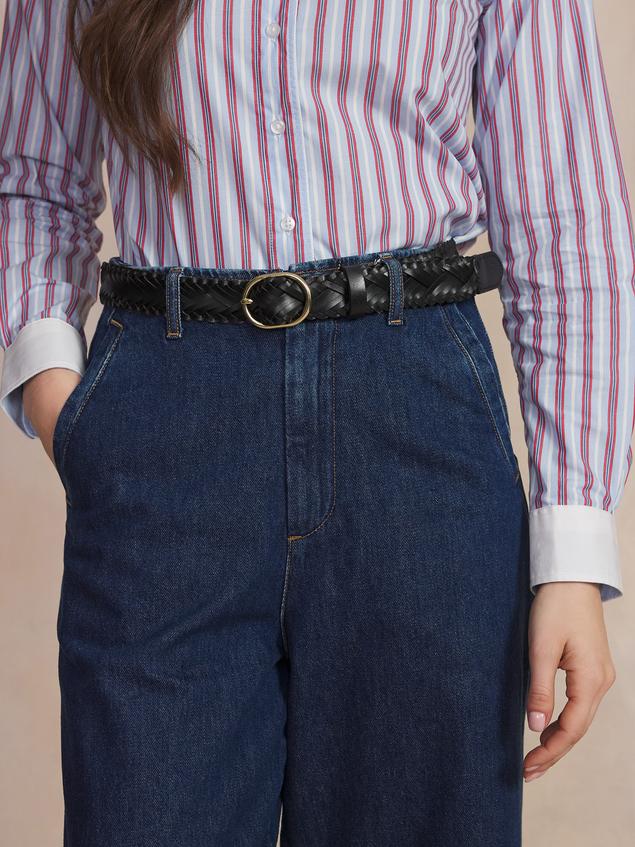 Ceinture Femme Tressée Cuir Noir LOUABELT