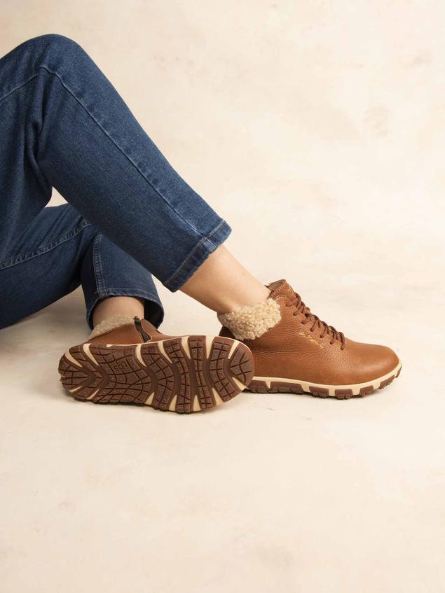 Bottines Femme Doublée Textile Cuir Tan JANISSA