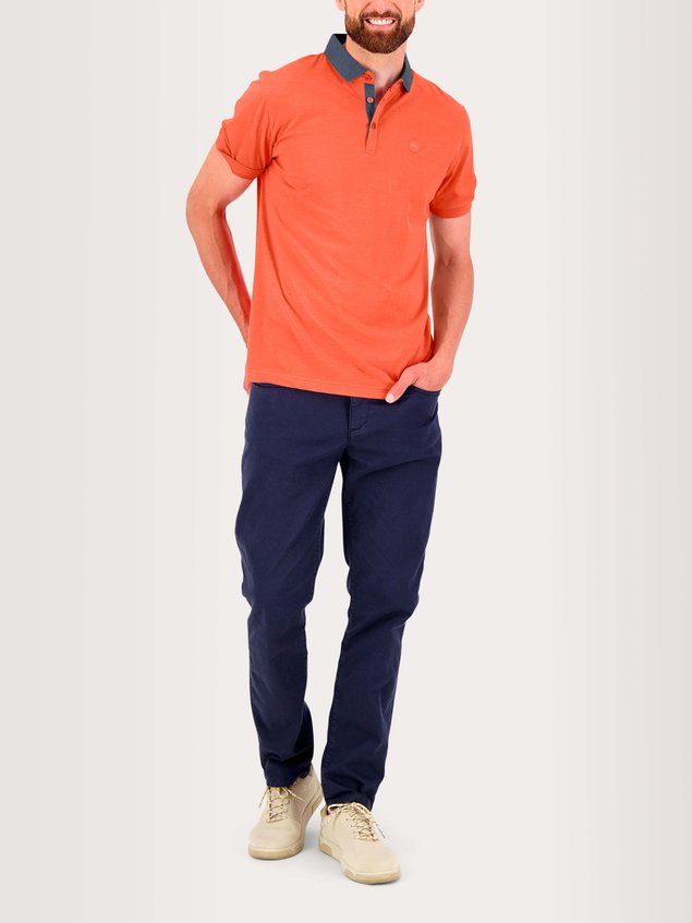 Polo Homme Jersey Coton Bleu Corail