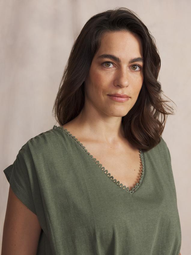 Robe courte femme kaki ADAMAROB