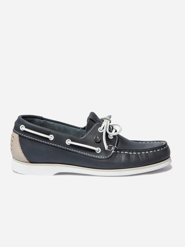 Chaussures Bateau Femme Cuir Marine