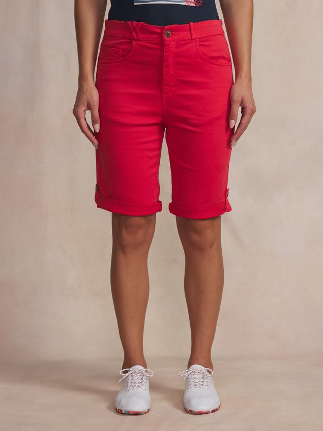 Bermuda Femme Ceinture Semi-élastiquée Rouge SINTAMID