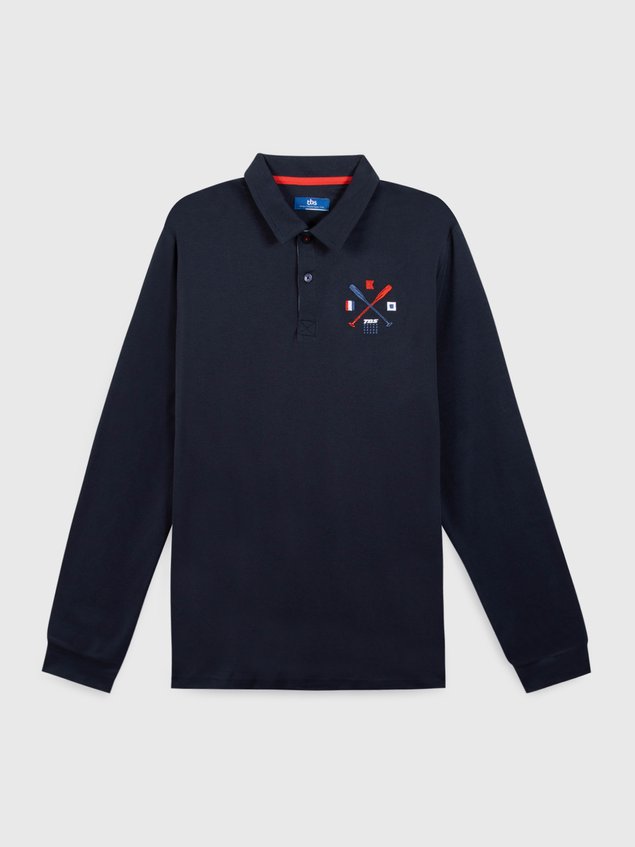 Polo Homme Manches Longues Broderie Marine VOLONPOL