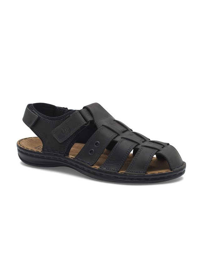 Sandales Homme Dessus Cuir Noir