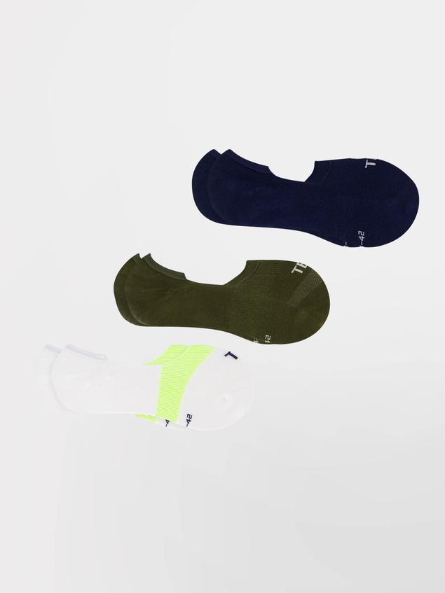 Chaussettes mixte blanc et kaki et marine INVISOC