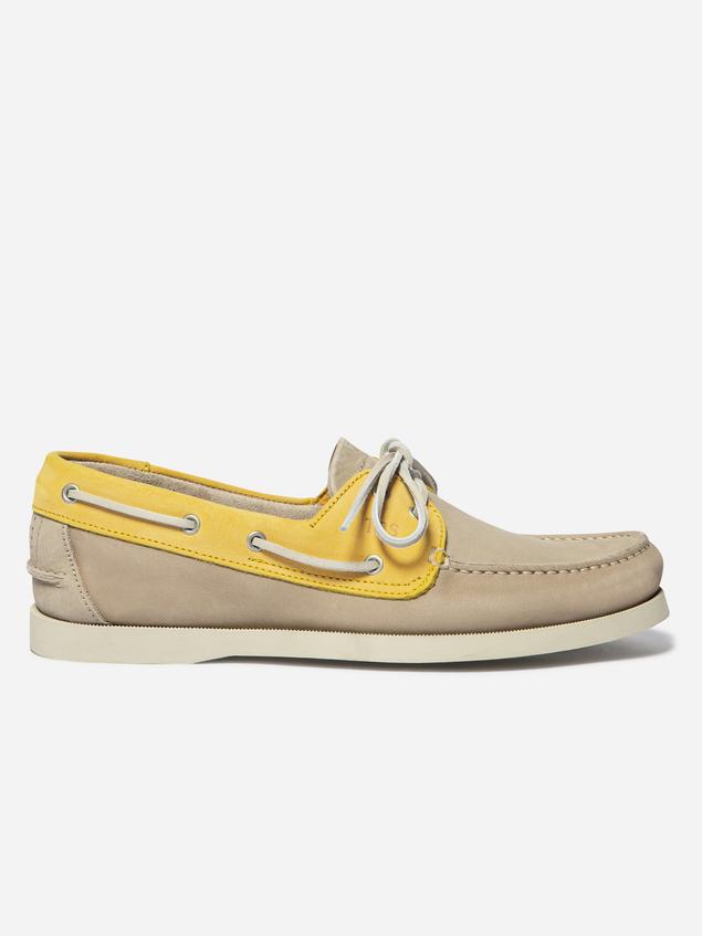 Chaussures bateau homme beige et mimosa PHENIS