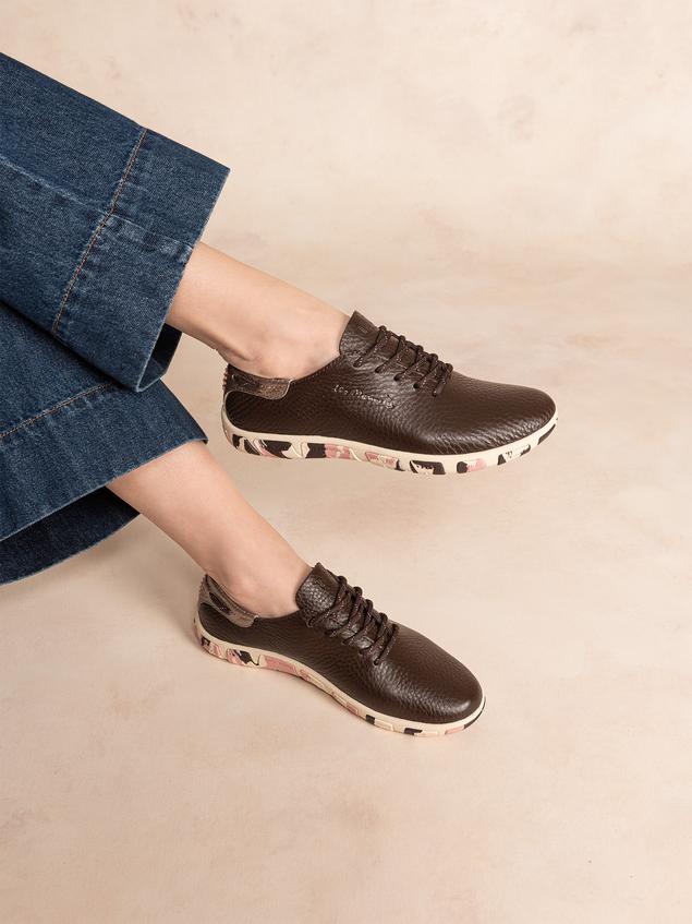 Tennis Femme Confort Cuir Camo Marron JAZARU
