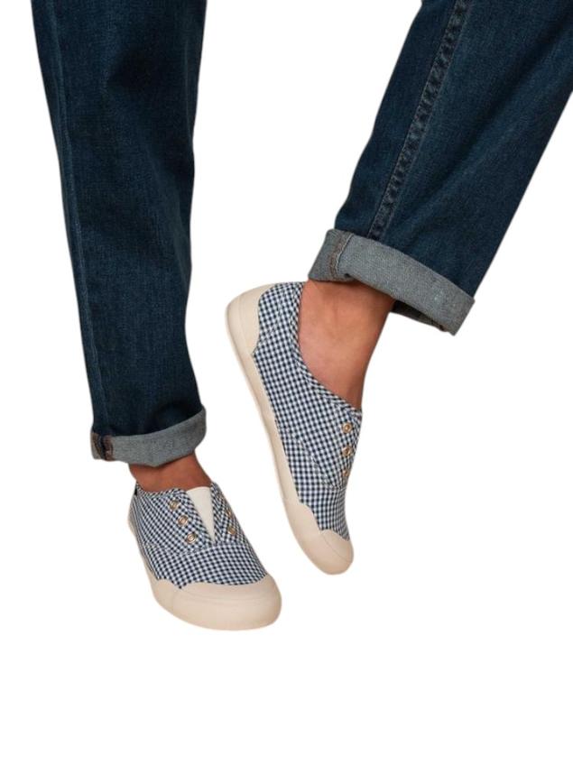 Women's canvas sneakers Gingham Navy OPALINE