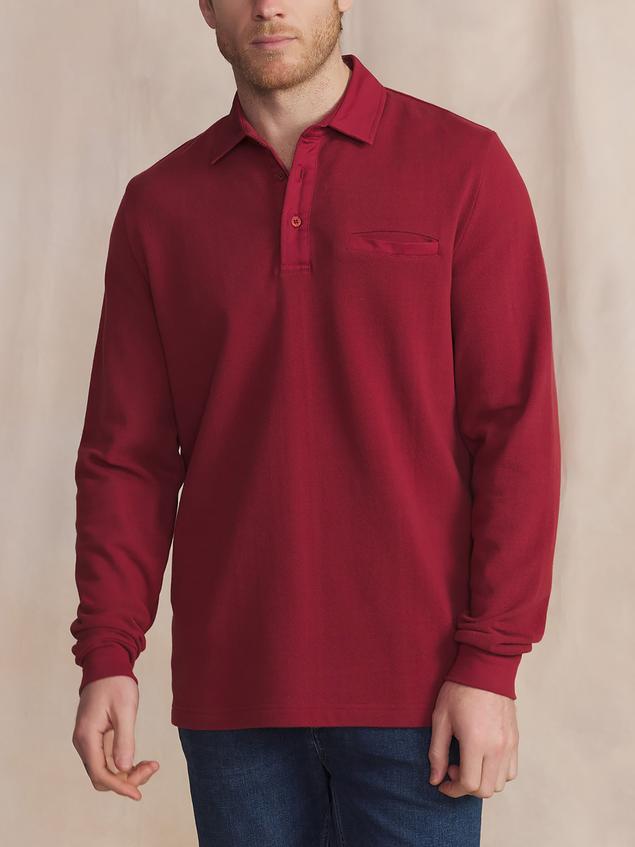 Polo Homme Epais Manches Longues Coton Rouge CAVEZPOL