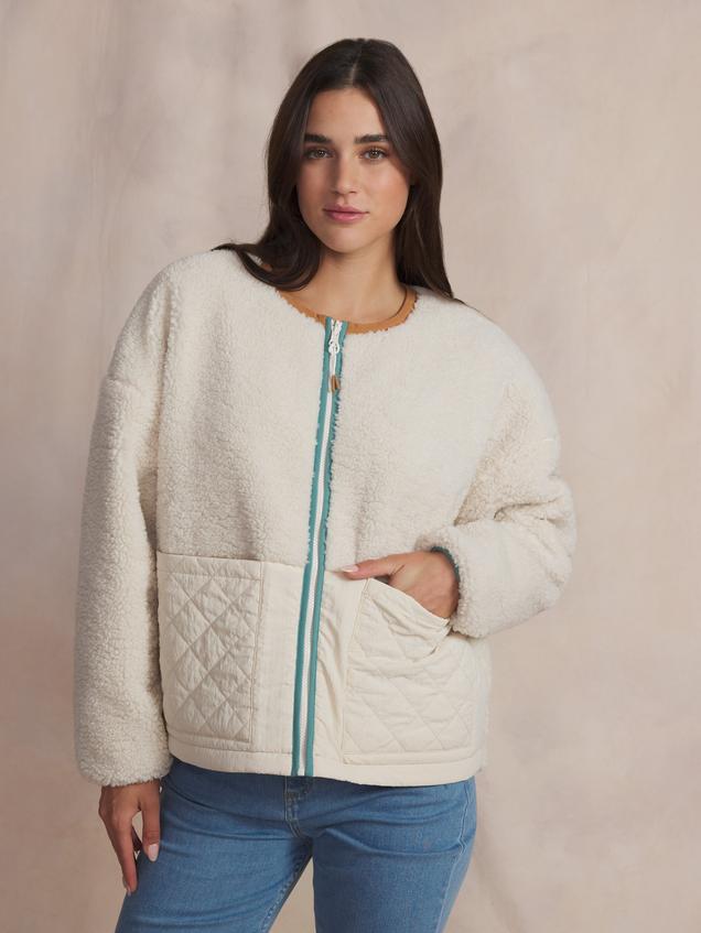 Veste sherpa femme ecru WILDAZIP