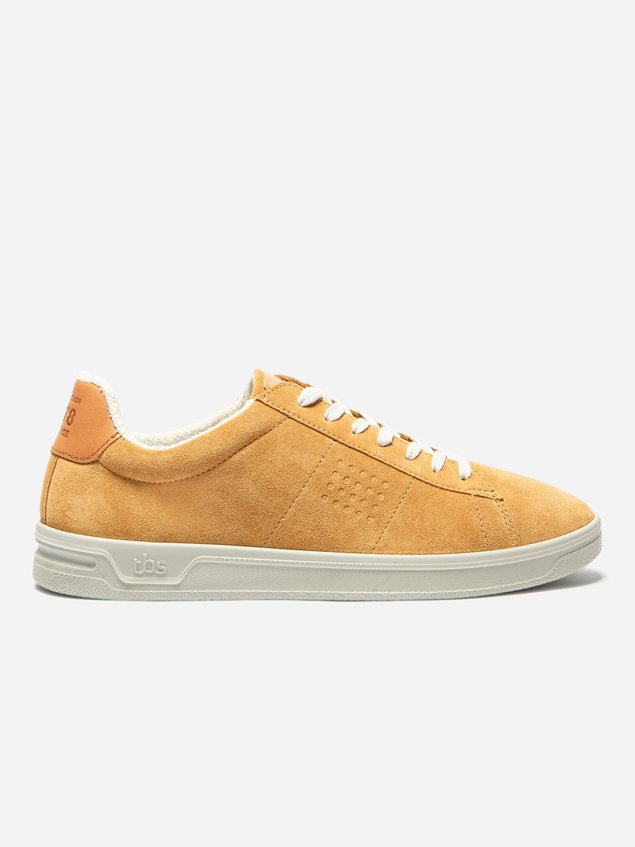 Baskets Homme Fabriquées En France Cuir Velours Jaune FLAUBER