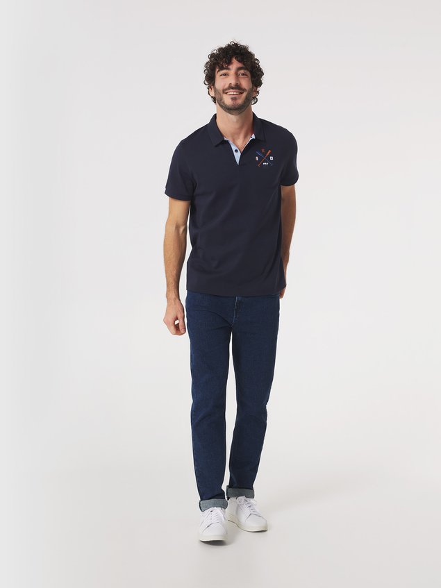 Polo Homme Manches Courtes Broderie Marine VOLDEPOL