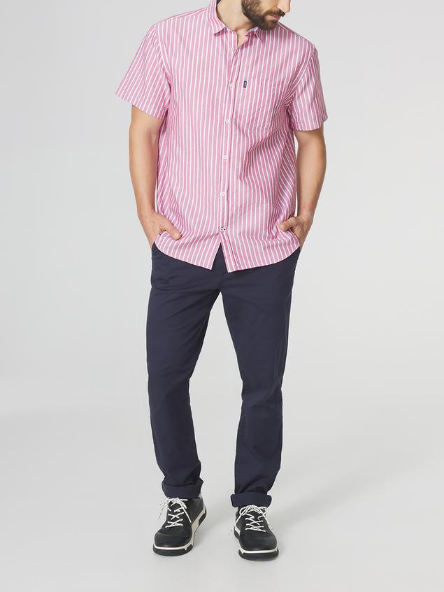 Chemise Homme Coupe Confort Rayures Rouge et Blanc YOHANCHA