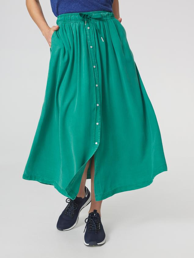 Jupe Longue Femme 100% Lyocell Ceinture Elastiquée Vert MYRNOJUP