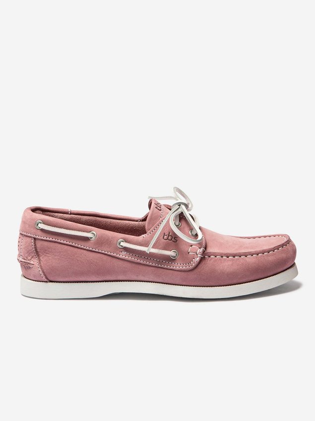 Chaussures Bateau Homme Cuir Nubuck Rose