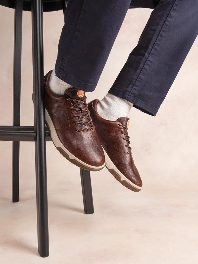 Baskets Homme Confort Cuir Marron GEDEONE