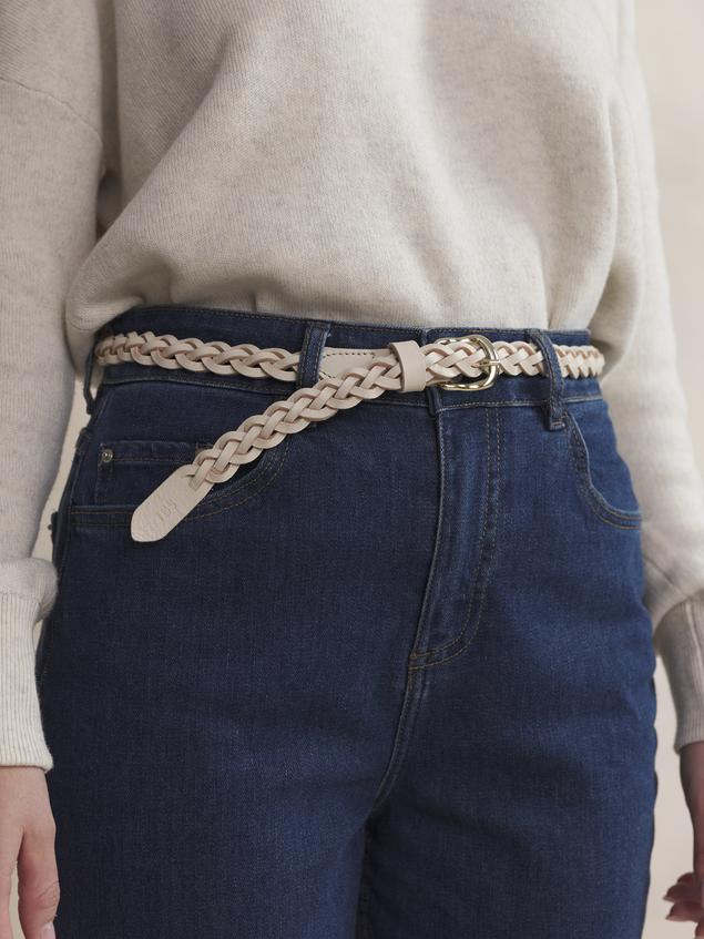 Ceinture en cuir femme creme ALIBELT