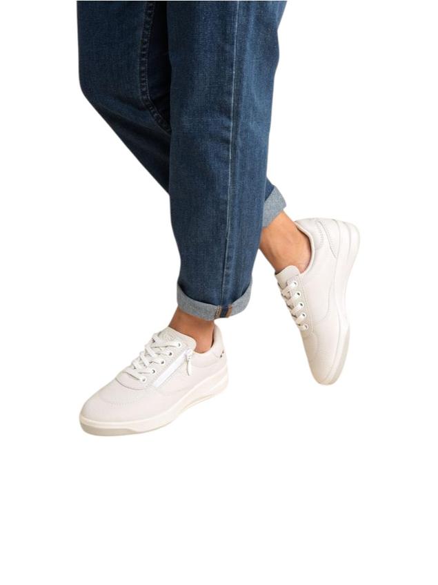 Baskets Cuir Femme Zip Blanc